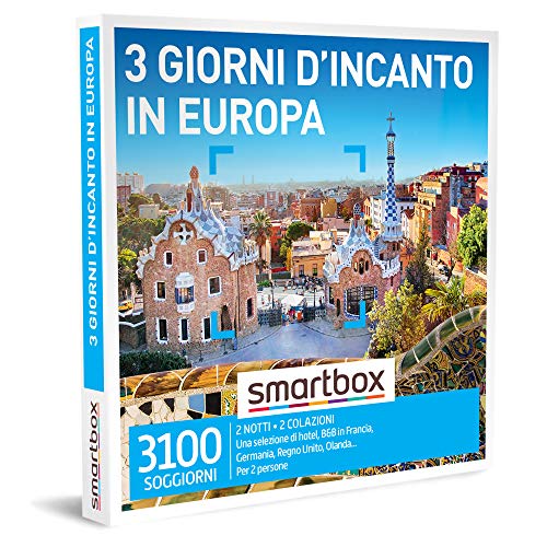 smartbox - Cofanetto Regalo 3 Giorni d'incanto in Europa - Idea Regalo Originale - Due Notti con Colazione per 2 Persone