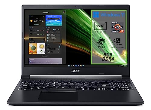 Acer Aspire 7 A715-42G-R3T1 Notebook Gaming, Processore AMD Ryzen 5 5500U, RAM 8 GB DDR4, 512 GB PCIe NVMe SSD, Display 15.6' FHD IPS 60 Hz LCD, NVIDIA GeForce GTX 1650 4 GB, Windows 11 Home