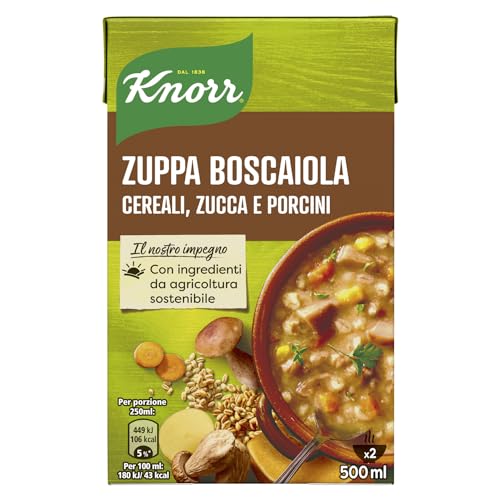 Knorr Zuppa Boscaiola, Piatti Pronti Knorr con Ingredienti Naturali, Senza Coloranti e Senza Conservanti Aggiunti, Fonte di Fibre, Vegetariano, Confezione da 750ml