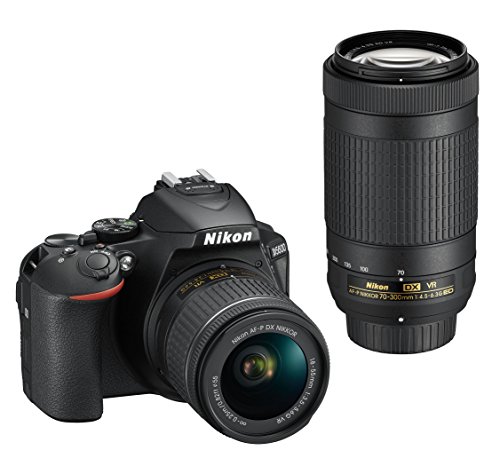 Nikon D5600 Fotocamera Reflex Digitale con Obbietivi AF-P DX NIKKOR 18-55mm f/3.5-5.6G VR e AF-P DX NIKKOR 70-300mm, 24.2 MP, LCD da 3', SD da 8 GB 300x, Nero [Nital Card: 4 Anni di Garanzia]