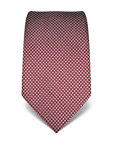 Vincenzo Boretti cravatta elegante classica da uomo, 8 cm x 15 cm, di pura seta di alta qualità, idrorepellente e antisporco, motivo pied-de-poule rosso vino/bianco