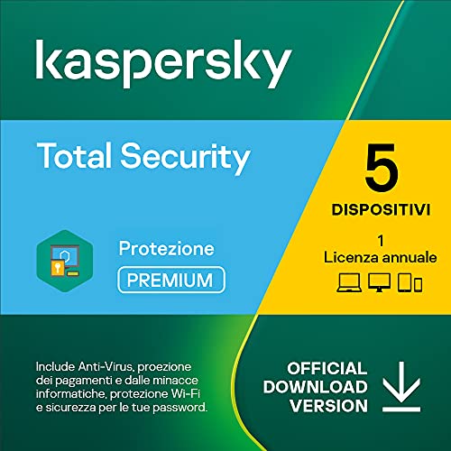 Kaspersky Total Security 2022 | 5 Dispositivi | 1 Anno | PC / Mac / Android | Codice d'attivazione via email