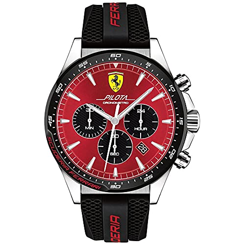 Scuderia Ferrari Orologio con Cronografo al Quarzo da Uomo con Cinturino in Silicone Nero - 0830595