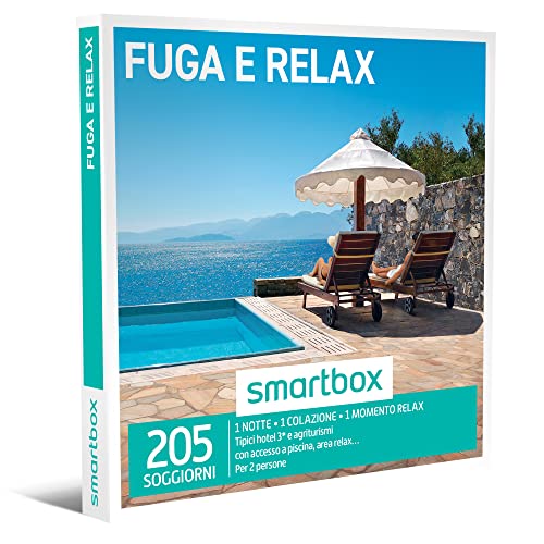 Smartbox - Fuga e Relax Cofanetto Regalo Coppia, 1 Notte con Colazione e 1 Momento Relax per 2 Persone, Idee Regalo Originale, Taglia unica