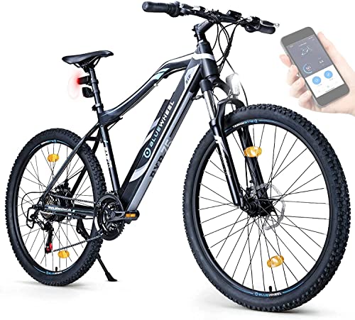 Bluewheel - BXB75 E-Mountain Bike, Bici Elettrica con Motore da 250W, Ricaricabile Bici Elettriche Fino a 25 km/h di Velocità, Bici Pedalata Assistita con Smart App Control, 29 Pollici, Nero