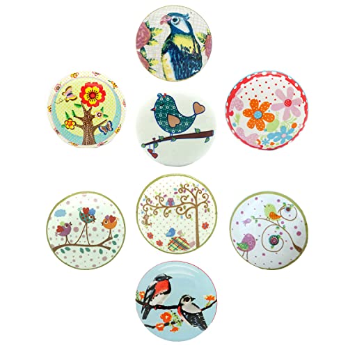 G Decor - Pomelli in ceramica, stile vintage shabby chic, per mobili e credenze, motivo con uccellini, set da 8
