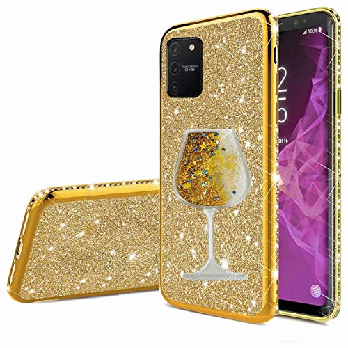 Nadoli Galaxy S10 Lite Cover,Glitter Diamante Brillante Luccicante Custodia Ragazza con 3D Fluente Sabbie Mobili Bicchiere di vino Case per Samsung Galaxy S10 Lite