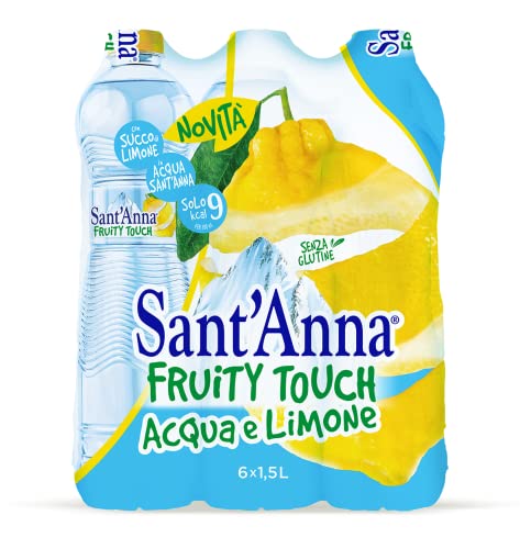 Sant'Anna Fruity Touch al Gusto Limone, Bevanda al Limone in Acqua Minerale Naturale, Bottiglie da 1,5 Litri, Confezione da 6 bottiglie da 1,5 L