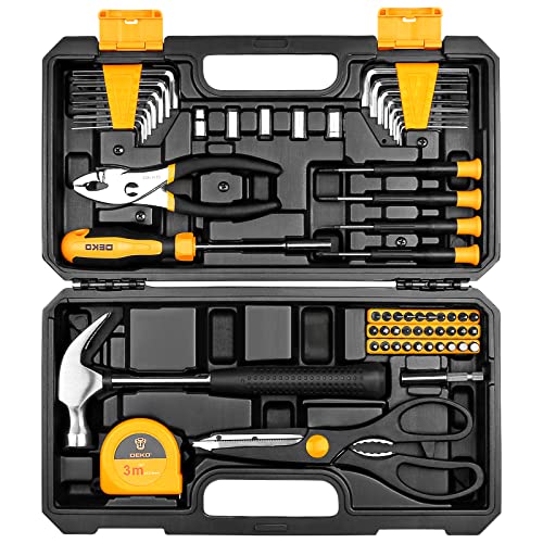 DEKO TZ62 Set di attrezzi Kit di attrezzi manuali per uso domestico generale con custodia in plastica per cassetta degli attrezzi