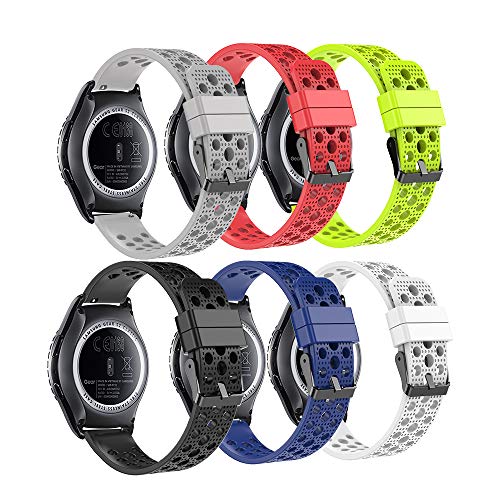 Fit-power - Cinturino di ricambio da 20 mm, per orologi Samsung Gear Sport, Samsung Gear S2 Classic, Huawei Watch 2, Garmin Vivoactive 3 e Garmin Vivomove HR, Breathable 6Colors