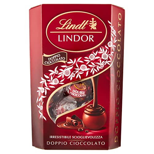 Lindt LINDOR Doppio Cioccolato, Praline di Cioccolato al Latte con Ripieno Fondente, 16 Cioccolatini, in confezione 200g