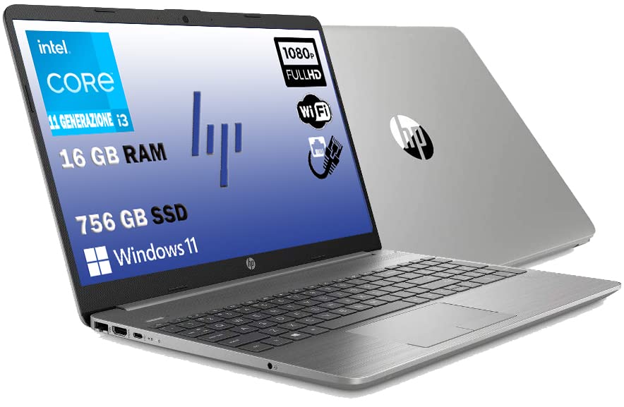 Hp 250 G8 Notebook Silver intel core i3 11Th fino a 4,0Ghz, Ram 16Gb Ddr4,Ssd Nvme 750Gb ,Display 15.6'FULL HD,Pc portatile Windows 11 Pro