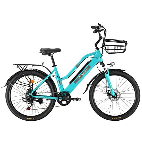 Hyuhome Bici elettriche di aggiornamento 2022 per donne adulte, fuoristrada 26' 36V Batteria al litio nascosta agli ioni di litio rimovibile Bicicletta elettrica da montagna