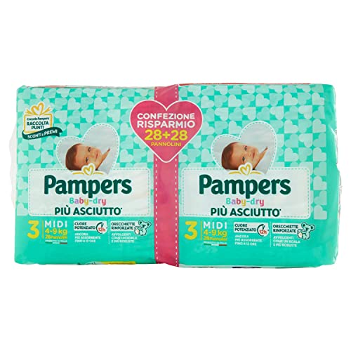 Pampers Baby Dry Pannolini, Taglia Midi, Confezione da 56 Pannolini