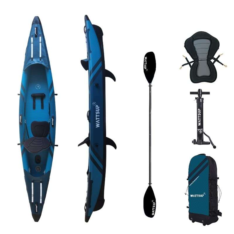 Kayak Gonfiabile Wattsup Torpedo 1 Posto, 365 x 72 cm (12'x28) - Dropstitch - Max 180 kg - Pacchetto completo - Tutti i livelli