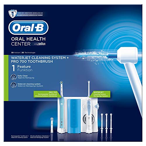 Oral-B Waterjet Pro 700 Spazzolino Elettrico Con Idropulsore Dentale, 4 + 2 Testine, Multicolore