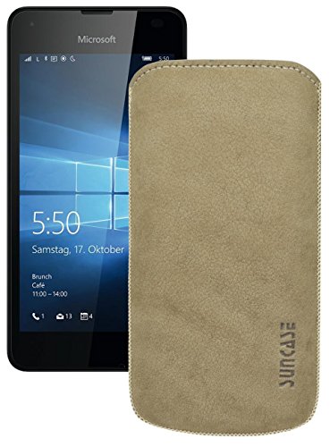 Suncase Custodia in pelle per il/Microsoft Lumia 650 /* Ultra Slim* Custodia in pelle linguetta Cover con a retrocarica