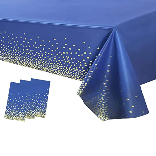 3 tovaglie rettangolari blu, per feste, 137 x 274 cm, rotolo di carta usa e getta, in plastica, impermeabile, resistente all'olio, per feste, picnic, compleanni, matrimoni