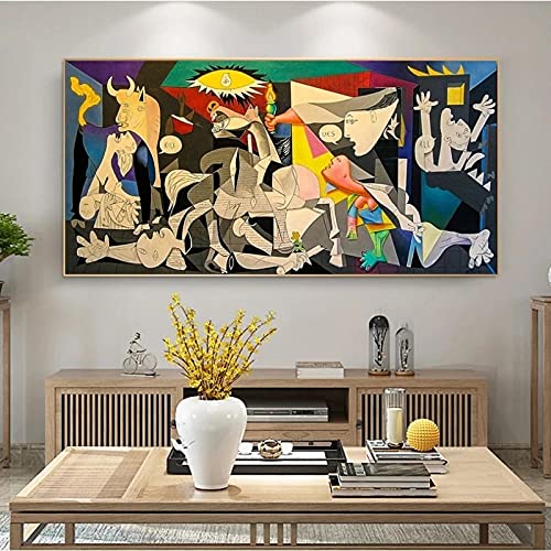 Guernica di Picasso Riproduzioni di dipinti su tela Wall Art Canvas Poster e stampe Picasso Pictures for Home Decor 90x180cm (35 'x70') Senza cornice