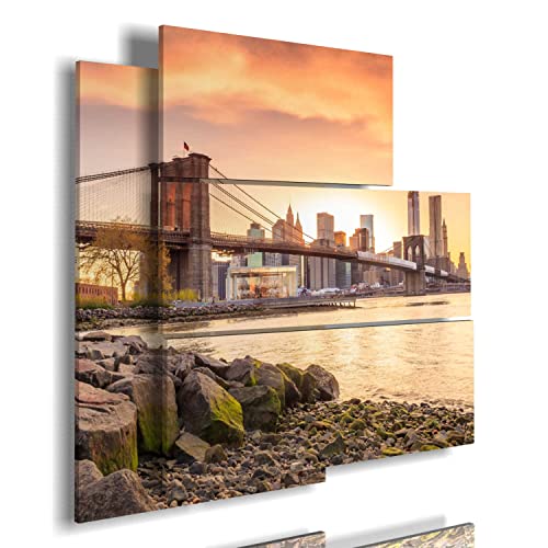 duudaart quadro new york moderno e multilivello 3d quadri moderni città mondo tramonto ponte di brooklyn stampa da parete per soggiorno e camera da letto