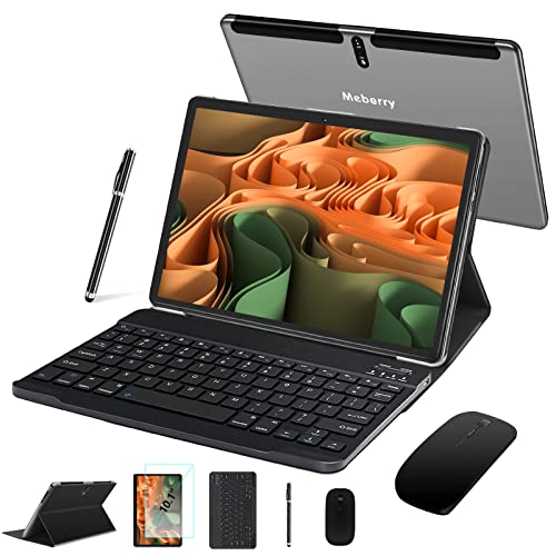 MEBERRY Tablet 10 Pollici 5G WiFi Tablet Android 11 Tablet,Octa-Core 2.0 GHz Tablets, 4GB+64GB(128GB Espandibili), 8000mAh | 5MP+8MP | GPS, Tablet con Tastiera + Mouse+ Custodia + Penna - Grigio
