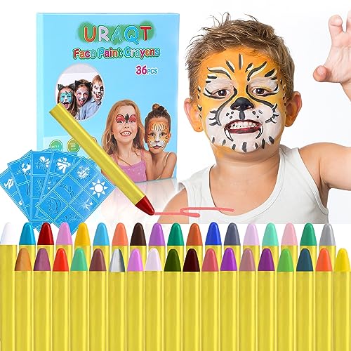 URAQT Truccabimbi, 36 Colori Face Body Painting, Pittura Corpo Sicuro e Non Tossico, per Ottimo per Bambini, Ragazzi, Halloween, Natale, Cosplay