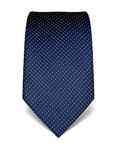 Vincenzo Boretti cravatta elegante classica da uomo, 8 cm x 15 cm, di pura seta di alta qualità, idrorepellente e antisporco, motivo a pois blu scuro