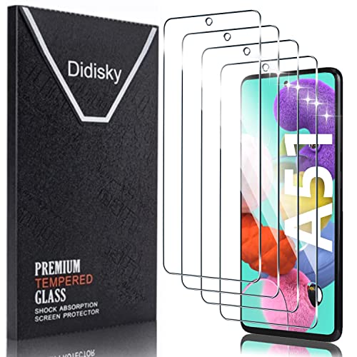 Didisky Pellicola Protettiva in Vetro Temperato per Samsung Galaxy A51, [4 Pezzi] Protezione Schermo [Tocco Morbido ] Facile da Pulire, Facile da installare, Trasparente
