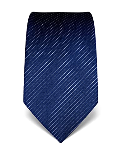 Vincenzo Boretti cravatta elegante classica da uomo, 8 cm x 15 cm, di pura seta di alta qualità, idrorepellente e antisporco, motivo a righe blu scuro