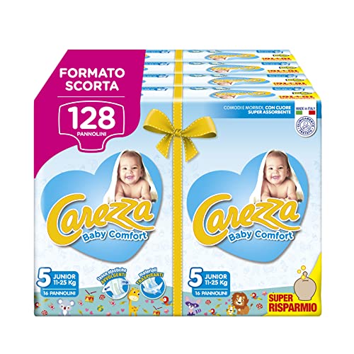 Carezza Baby Comfort Junior | Taglia 5 (11-25 kg) | 128 pannolini