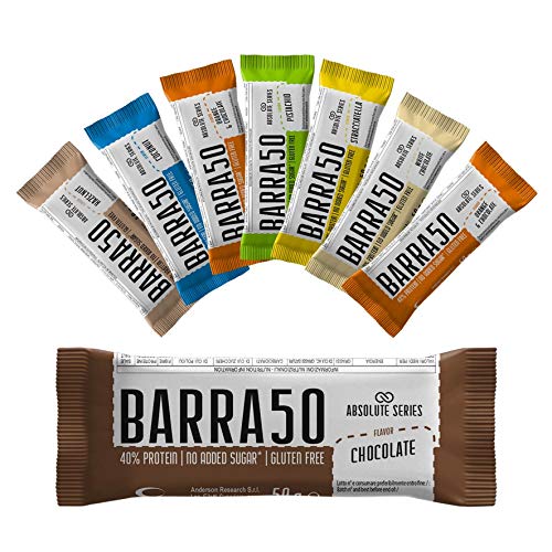 anderson Barretta Proteica – Extra Cioccolato, 40% di proteine, 24 x 50g - 0 zuccheri aggiunti, senza glutine, absolute series BARRA50 – made in italy