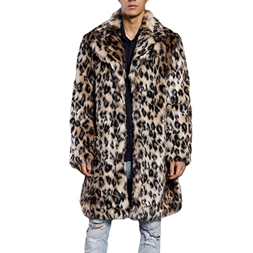 Cappotto da uomo in pelliccia sintetica invernale caldo leopardo giacca casual moda cappotto in pelliccia di visone, 1, L