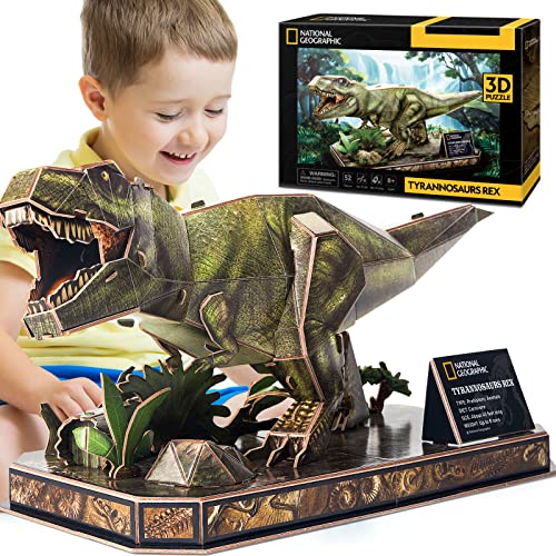 CubicFun Puzzle 3D Dinosauri per Bambini, Puzzle Dinosauri Puzzle Bambino 5 6 8-12 anni Regali National Geographic (T-Rex)