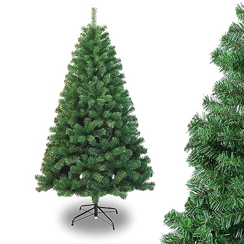 Ansobea Albero di Natale artificiale, 180 cm, in plastica, con 650 punte, pieghevole, resistente al fuoco, in metallo, robusto supporto per albero di Natale, verde