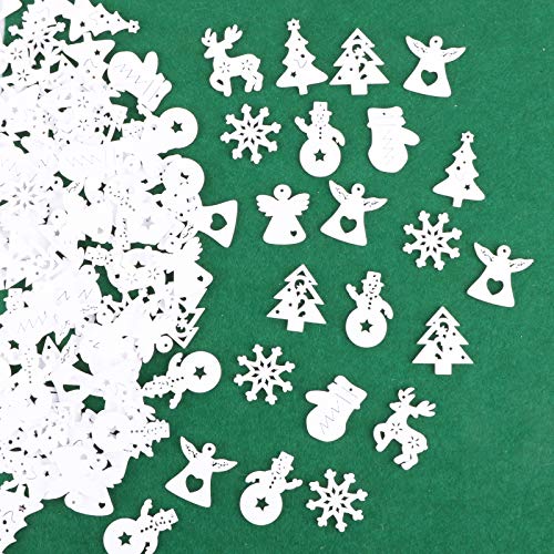 VINFUTUR 100 Pz Decorazioni Legno per Albero di Natale Ornamenti Decorativi Natale in Legno Ciondoli da Appendere DIY Artigianato