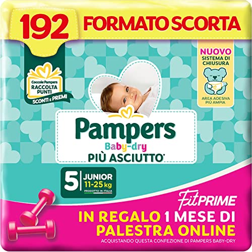 Pampers Baby Dry Fit Prime Junior, 192 Pannolini, Taglia 5 (11-25 kg)