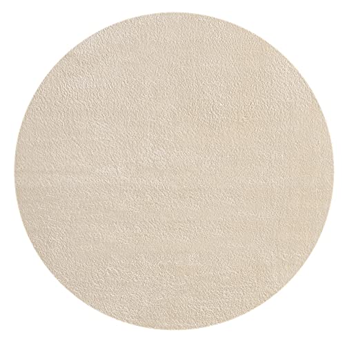 Mia's Teppiche - Tappeto per soggiorno Olivia a pelo corto, 120 cm, rotondo, colore beige (OL3755BE120120R)