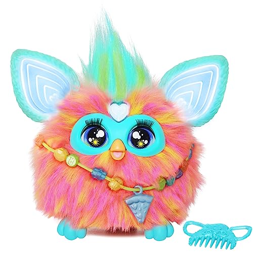 Furby Corallo, giocattolo interattivo a comando vocale per bambine e bambini dai 6 anni in su, 15 accessori alla moda, peluche elettronico animatronico per bambini - Versione Italiana