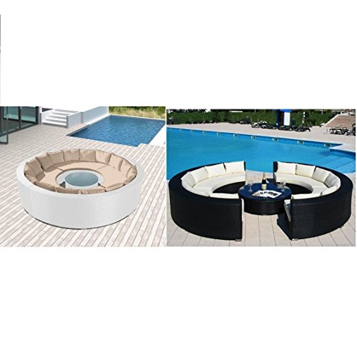 Bagno Italia Divano rotondo scomponibile nero beige 10 posti tavolino vetro esterni piscina I