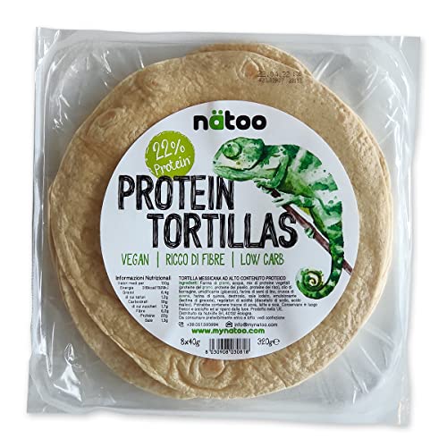 NATOO Protein Tortillas con elevato contenuto di proteine vegetali - 24 piadine da 40gr - Vegan