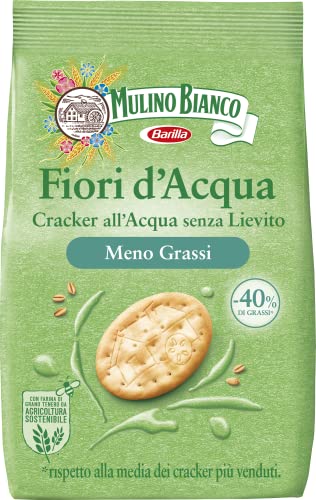 Mulino Bianco Cracker Fiori d'Acqua con Meno Grassi, Snack Salato per la Merenda, Senza Olio di Palma, Senza Lievito, 250 g