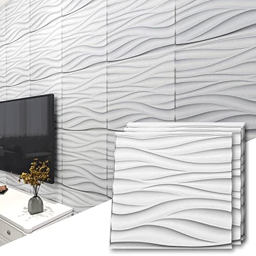 Art3d 3D pannello murale ondulato in PVC con copertura bianca opaca 2,97 metri quadrati, per la decorazione interna della parete in soggiorno, camera da letto, lobby, ufficio, centro commerciale