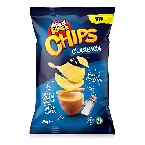 Aperisnack - AP03.001.15 - Chips Classica Patatine senza glutine Box 40 Monoporzioni da 25g Snack Salati Per Aperitivo