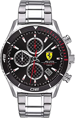 Scuderia Ferrari Orologio con Cronografo al Quarzo da Uomo con Cinturino in Acciaio Inossidabile Argentato - 0830772