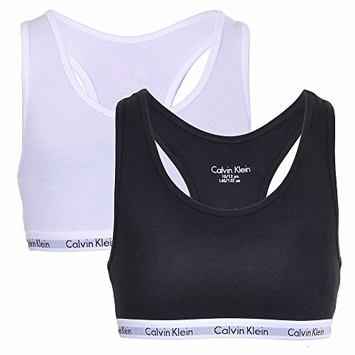 Calvin Klein Reggiseni a Bralette Donna Confezione da 2 Elasticizzati, Multicolore (White/Black), 12-14 Anni