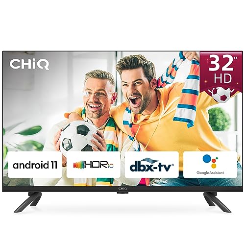 CHiQ L32G7L,TV 32 Pollici Smart TV, Android 11, HD, Frameless TV, Netflix, Prime Video, Youtube, HDR10, 2.4/5G Wi-Fi, Bluetooth5.0, Chromecast, Google Assistant, DVB-T2/T/S2