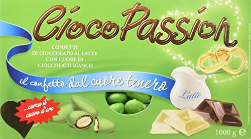 Crispo Confetti Cioco Passion Cioccolato al Latte con Cuore di Cioccolato Bianco - Colore Verde - 1 kg