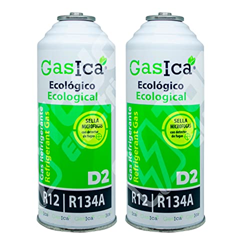 Desconocido Todoelettrico - Gasica D2 Pack risparmio (2 bottiglie x 255 g) gas refrigerante biologico sostituto di R12, R134A adatto per ricariche su veicoli.