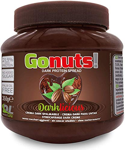 Daily Life Gonuts Darklicious - Cioccolata Fondente Spalmabile di Cacao e Nocciole - Con il 21.9% di Proteine del Siero Del Latte Senza Olio di Palma e Zuccheri Aggiunti - 350 gr