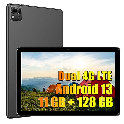 DOOGEE T10S Tablet (2023), 11GB RAM + 128GB ROM (TF 1TB) Octa-Core, Batteria 6600mAh, 10.1 Pollici TÜV SÜD, Dual 4G LTE/SIM, Fotocamera 8MP + 5MP, Android 13, GPS Gesichts-ID OTG Widevine L1 Nero